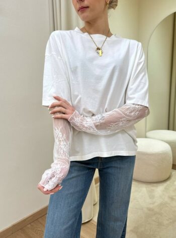 Shop Online T-shirt maniche pizzo bianca SusyMix