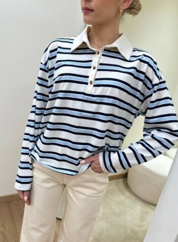 Shop Online Maglia polo righe bianca, celeste e blu HaveOne