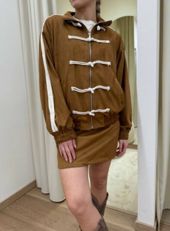 Shop Online Bomber scamosciato tabacco con alamari HaveOne