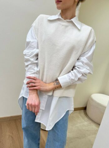 Shop Online Gilet in maglia inglese panna HaveOne