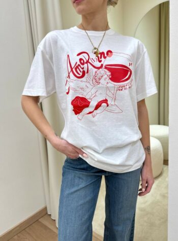 Shop Online T-shirt bianca angioletto "AMOR(v)INO" Susy Mix