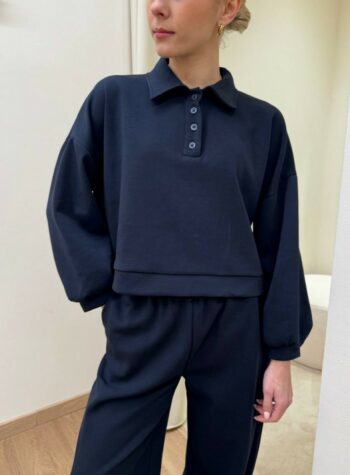 Shop Online Felpa crop modello polo blu HaveOne