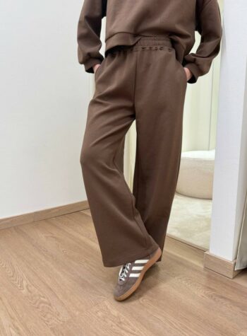 Shop Online Pantalone in felpa palazzo cioccolato HaveOne