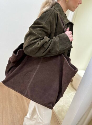 Shop Online Borsa shopper pelle scamosciata moro Vicolo