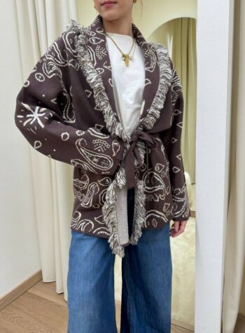 Shop Online Cardigan fantasia jacquard moro e cinturino Kontatto