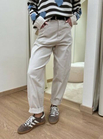 Shop Online Pantalone ovetto con cintura sabbia Susy mix