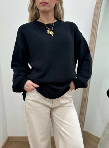 Shop Online Maglione basic girocollo nero Vicolo