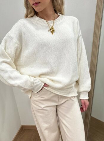 Shop Online Maglione basic girocollo panna Vicolo