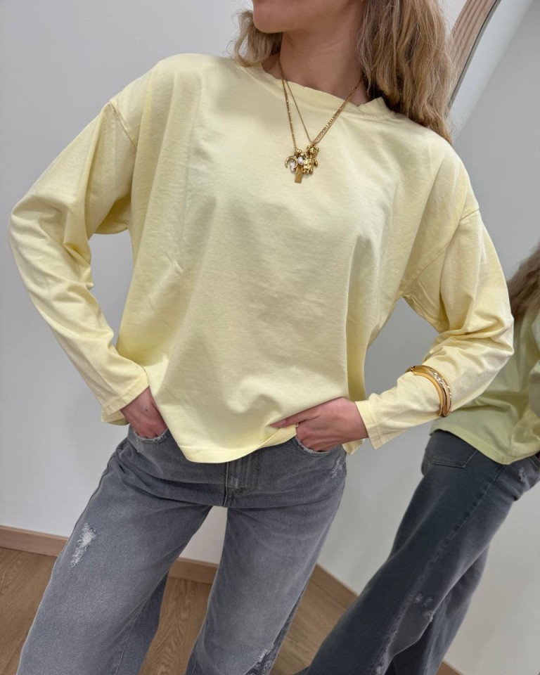 Maglia over scatoletta giallo pastello HaveOne Shop Online Maglia over scatoletta giallo pastello HaveOne