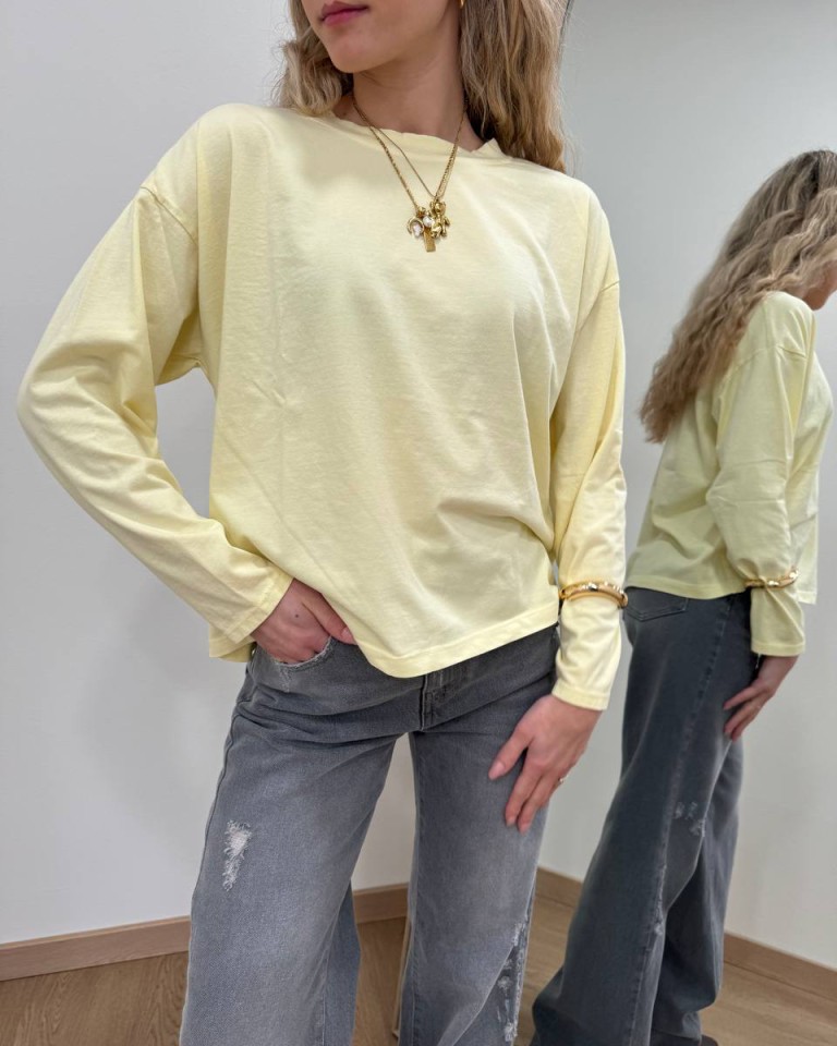Maglia over scatoletta giallo pastello HaveOne Shop Online Maglia over scatoletta giallo pastello HaveOne