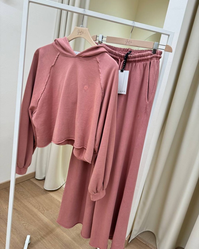 Felpa crop cappuccio rosa antico HaveOne Shop Online Felpa crop cappuccio rosa antico HaveOne