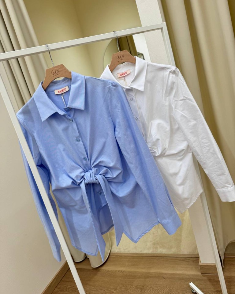 Camicia bianca over con nodo Kontatto Shop Online Camicia bianca over con nodo Kontatto