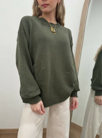 Shop Online Maglione basic girocollo verde militare Vicolo