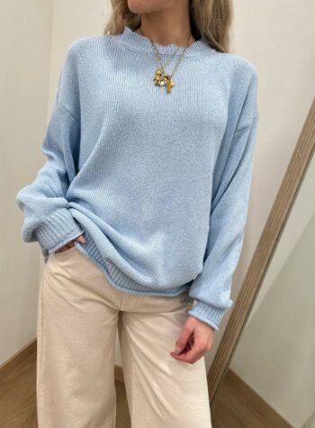 Shop Online Maglione basic girocollo celeste Vicolo