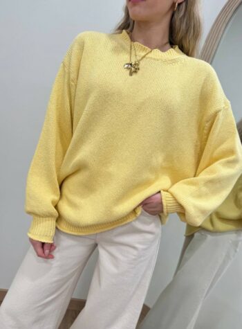 Shop Online Maglione basic girocollo giallo Vicolo