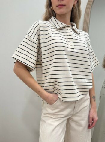 Shop Online Polo righe manica corta panna Vicolo