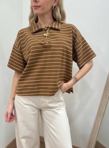 Shop Online Polo righe manica corta tabacco Vicolo