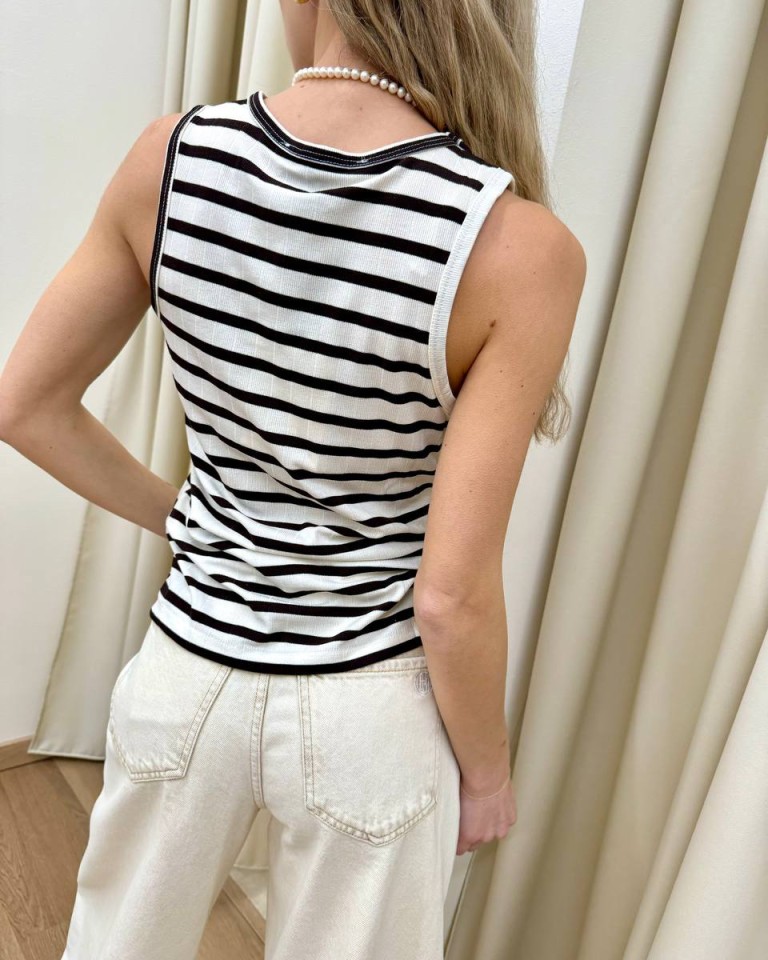 Canotta rigata nero panna HaveOne Shop Online Canotta rigata nero panna HaveOne