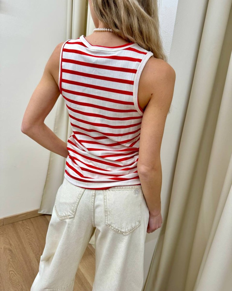 Canotta rigata rosso panna HaveOne Shop Online Canotta rigata rosso panna HaveOne