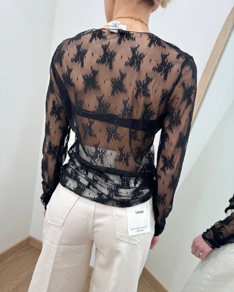 Maglia in pizzo nera Susy Mix Shop Online Maglia in pizzo nera Susy Mix