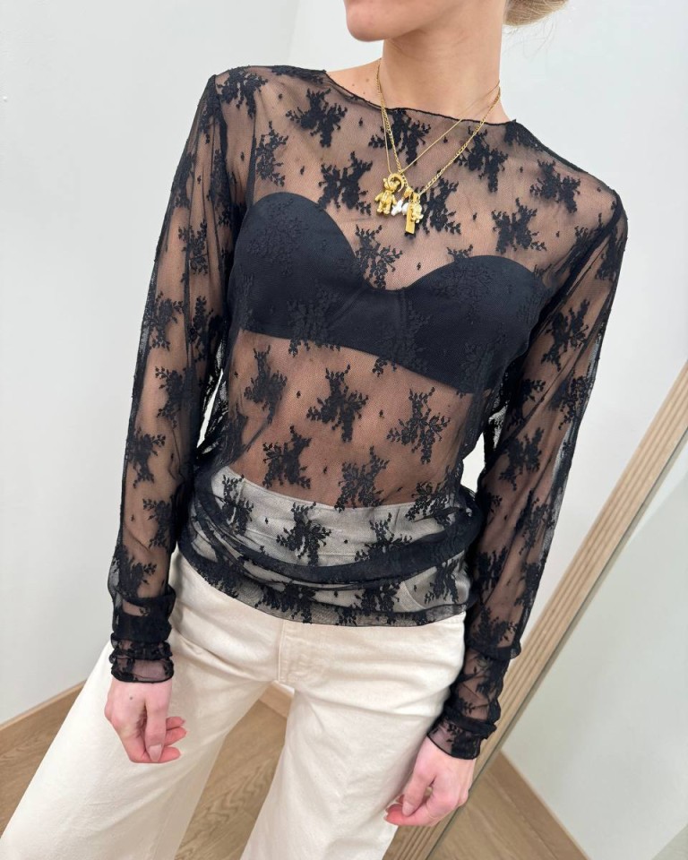 Maglia in pizzo nera Susy Mix Shop Online Maglia in pizzo nera Susy Mix