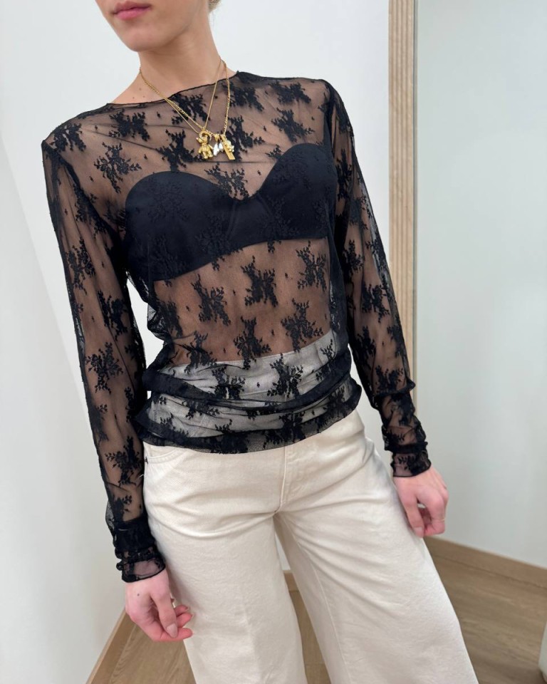 Maglia in pizzo nera Susy Mix Shop Online Maglia in pizzo nera Susy Mix