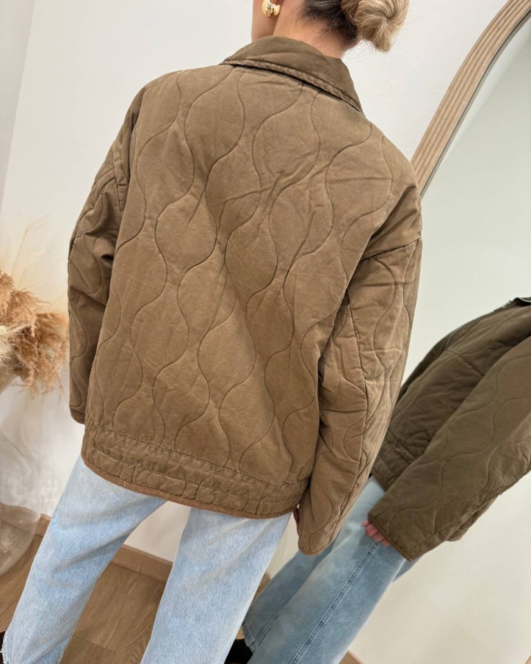 Piumino trapuntato in cotone fango Susy Mix Shop Online Piumino trapuntato in cotone fango Susy Mix