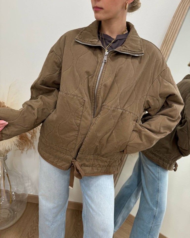 Piumino trapuntato in cotone fango Susy Mix Shop Online Piumino trapuntato in cotone fango Susy Mix