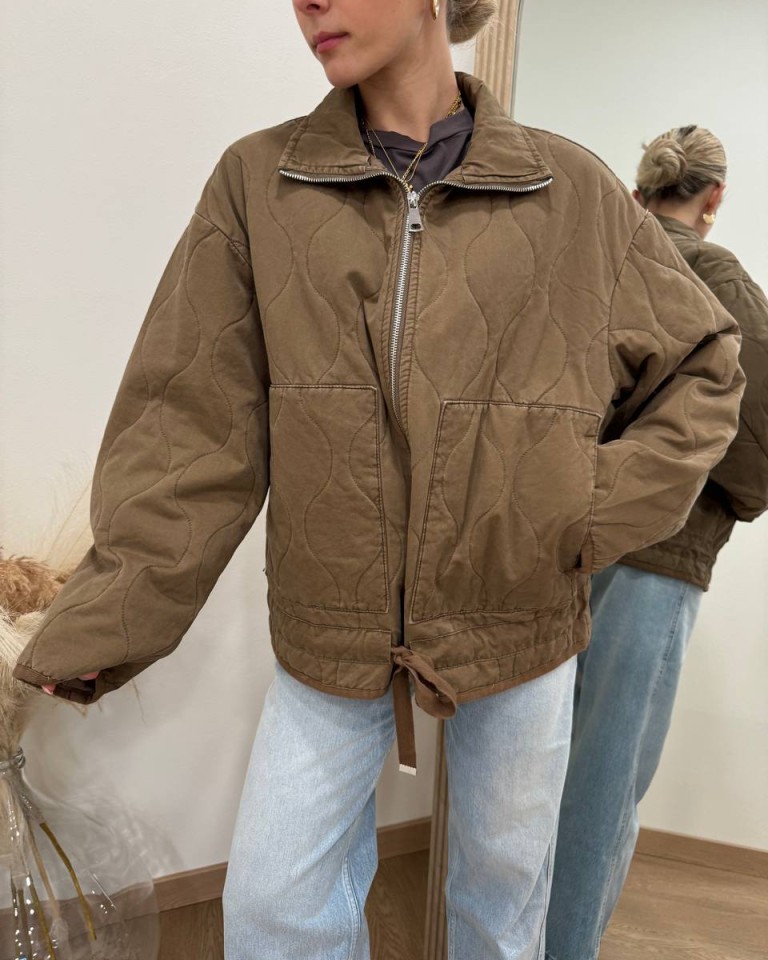 Piumino trapuntato in cotone fango Susy Mix Shop Online Piumino trapuntato in cotone fango Susy Mix