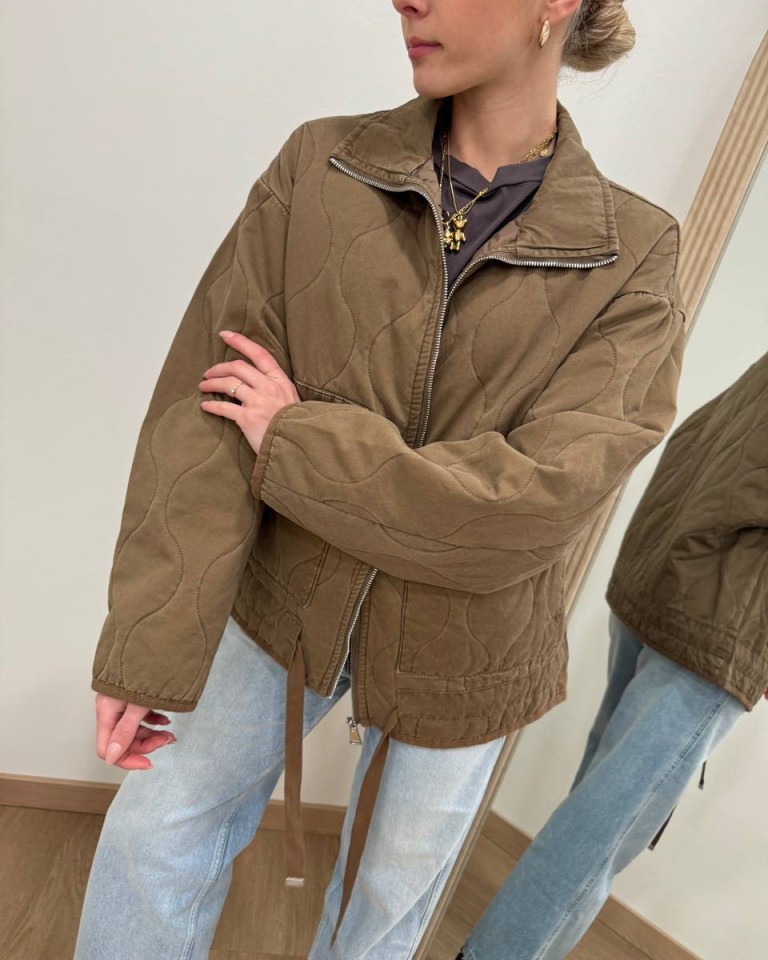 Piumino trapuntato in cotone fango Susy Mix Shop Online Piumino trapuntato in cotone fango Susy Mix