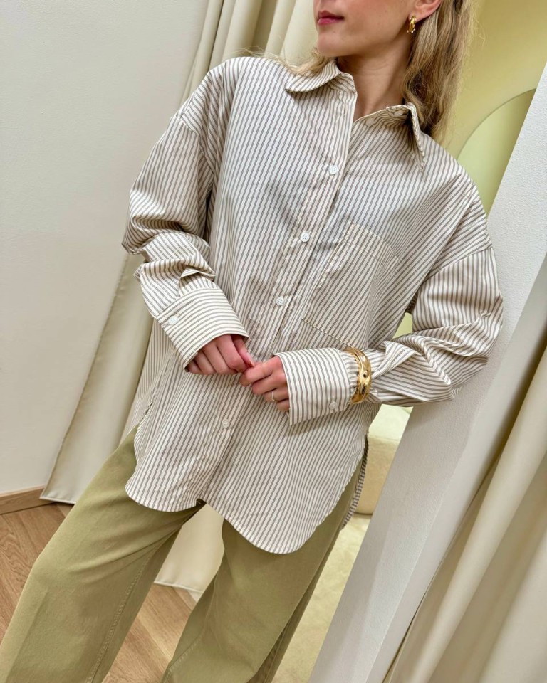 Camicia righe burro e caffè Vicolo Shop Online Camicia righe burro e caffè Vicolo