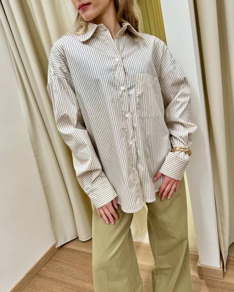 Camicia righe burro e caffè Vicolo Shop Online Camicia righe burro e caffè Vicolo