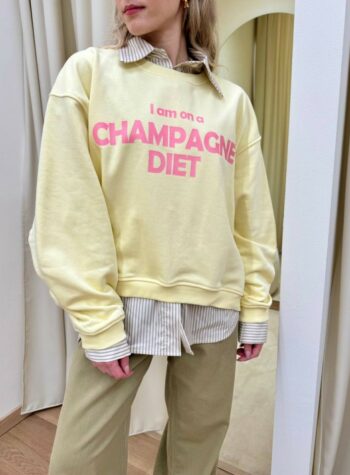 Shop Online Felpa over giallino scritta "..Champagne diet" Vicolo