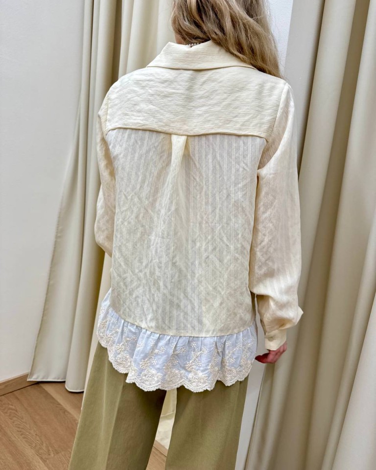 Camicia over pizzo burro Vicolo Shop Online Camicia over pizzo burro Vicolo