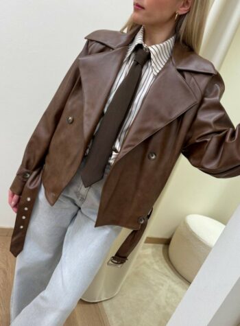Shop Online Trench corto ecopelle tabacco HaveOne