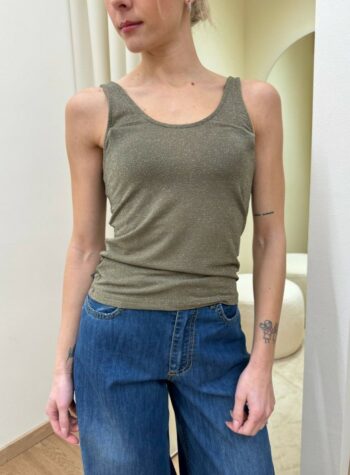 Shop Online Canotta basic verde con lurex Kontatto