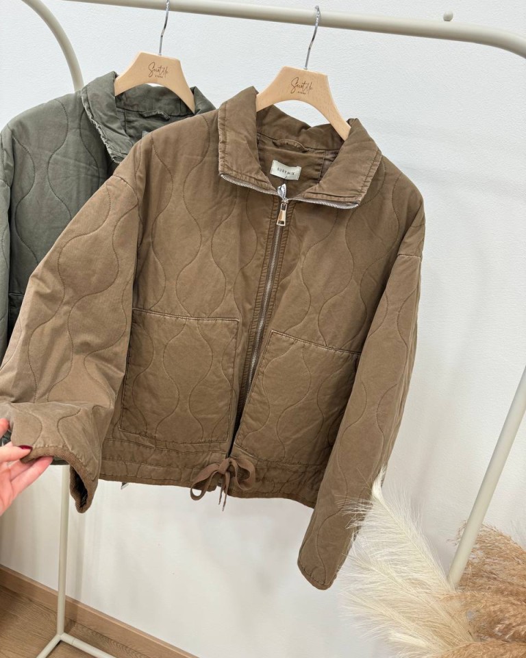 Piumino trapuntato in cotone fango Susy Mix Shop Online Piumino trapuntato in cotone fango Susy Mix