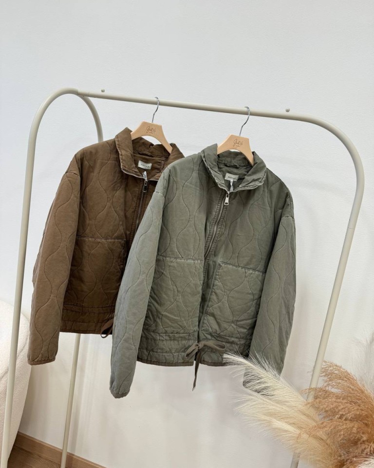 Piumino trapuntato in cotone fango Susy Mix Shop Online Piumino trapuntato in cotone fango Susy Mix