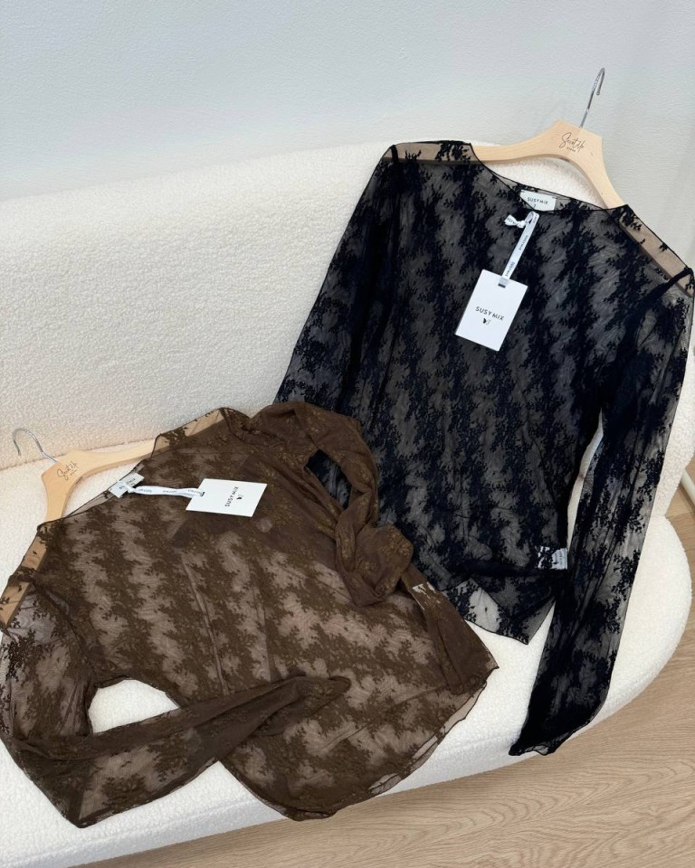 Maglia in pizzo nera Susy Mix Shop Online Maglia in pizzo nera Susy Mix