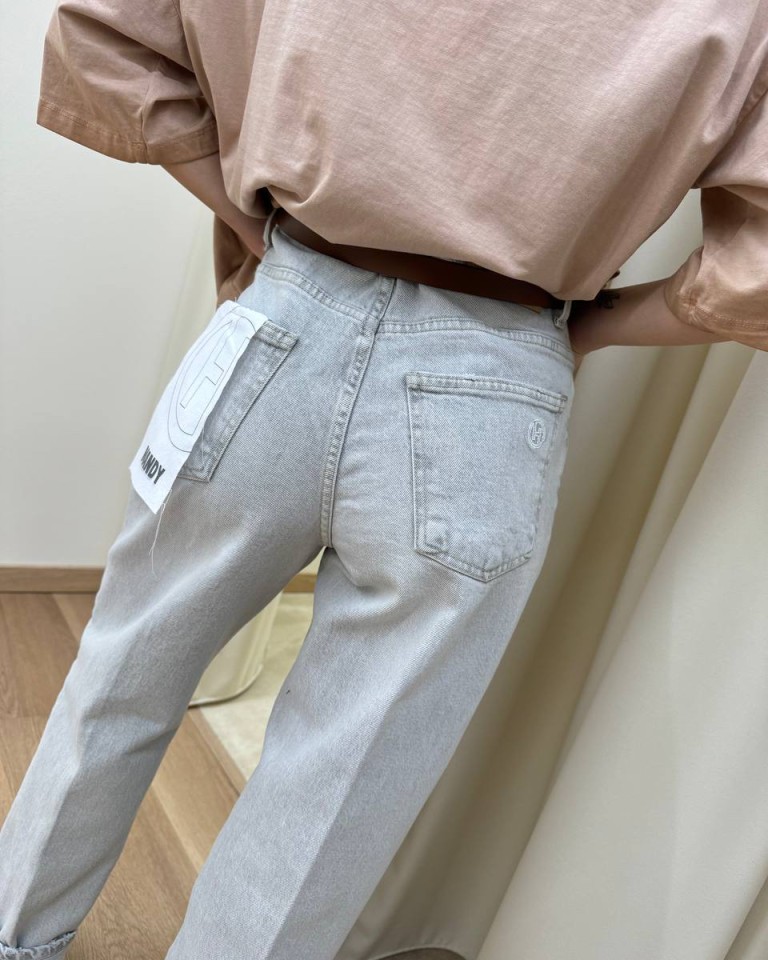 Jeans Mandy grigio chiaro cintura HaveOne Shop Online Jeans Mandy grigio chiaro cintura HaveOne