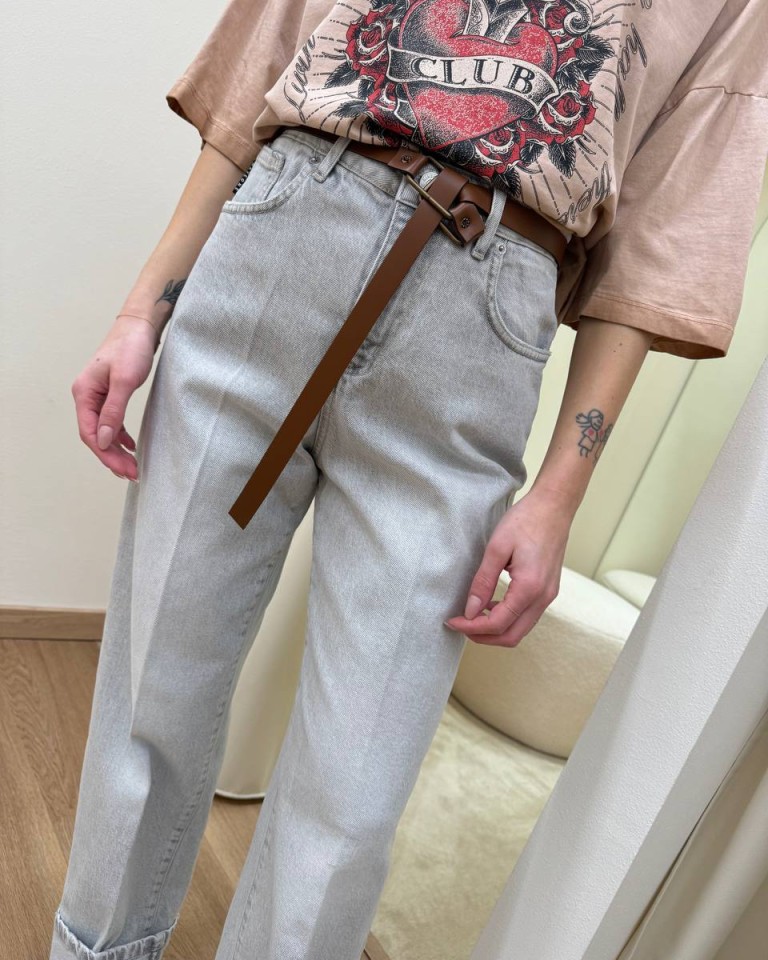 Jeans Mandy grigio chiaro cintura HaveOne Shop Online Jeans Mandy grigio chiaro cintura HaveOne