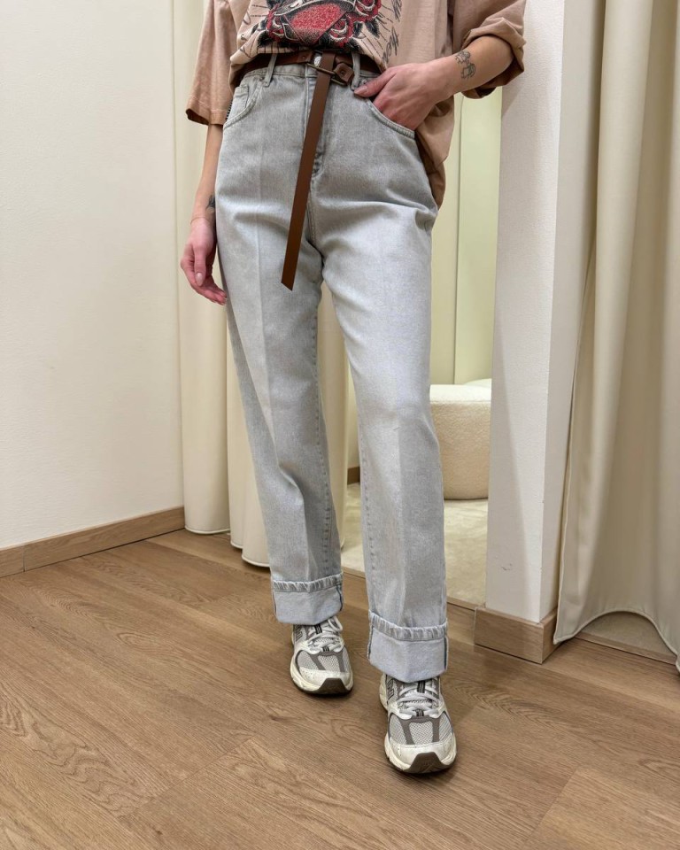Jeans Mandy grigio chiaro cintura HaveOne Shop Online Jeans Mandy grigio chiaro cintura HaveOne