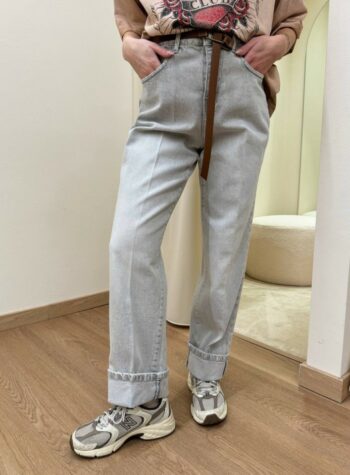 Shop Online Jeans Mandy grigio chiaro cintura HaveOne