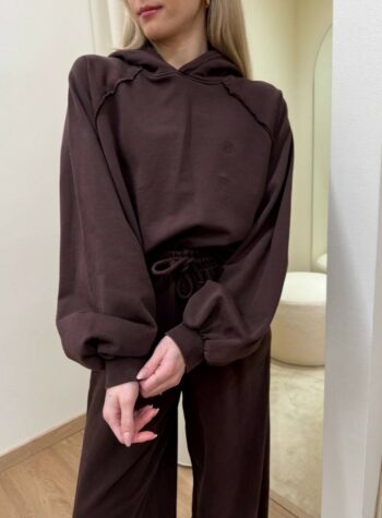 Shop Online Felpa crop cappuccio moro HaveOne