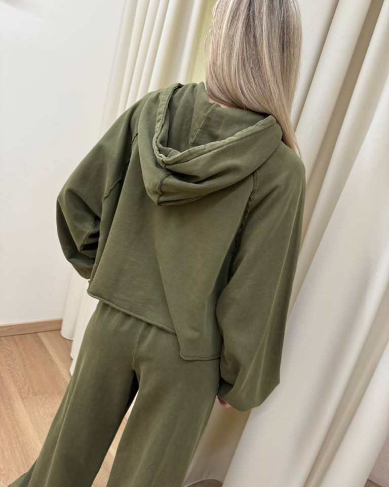 Felpa crop cappuccio olio HaveOne Shop Online Felpa crop cappuccio olio HaveOne