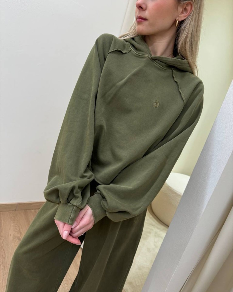 Felpa crop cappuccio olio HaveOne Shop Online Felpa crop cappuccio olio HaveOne