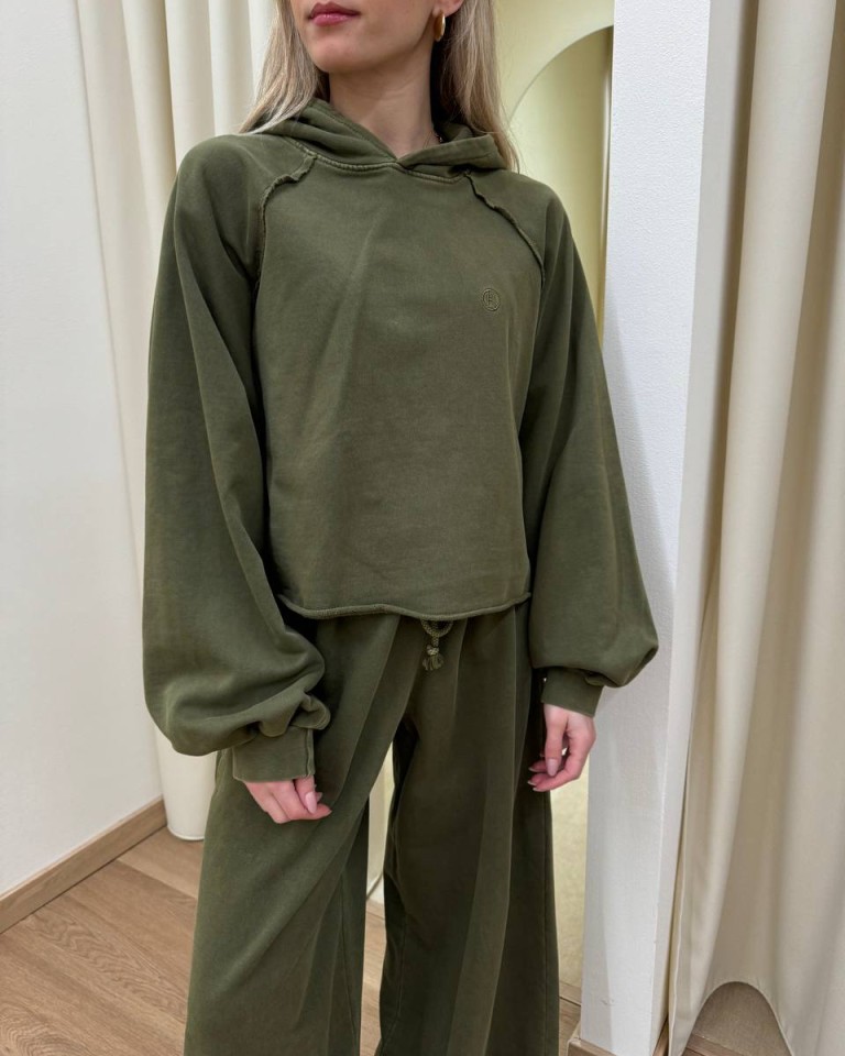 Felpa crop cappuccio olio HaveOne Shop Online Felpa crop cappuccio olio HaveOne