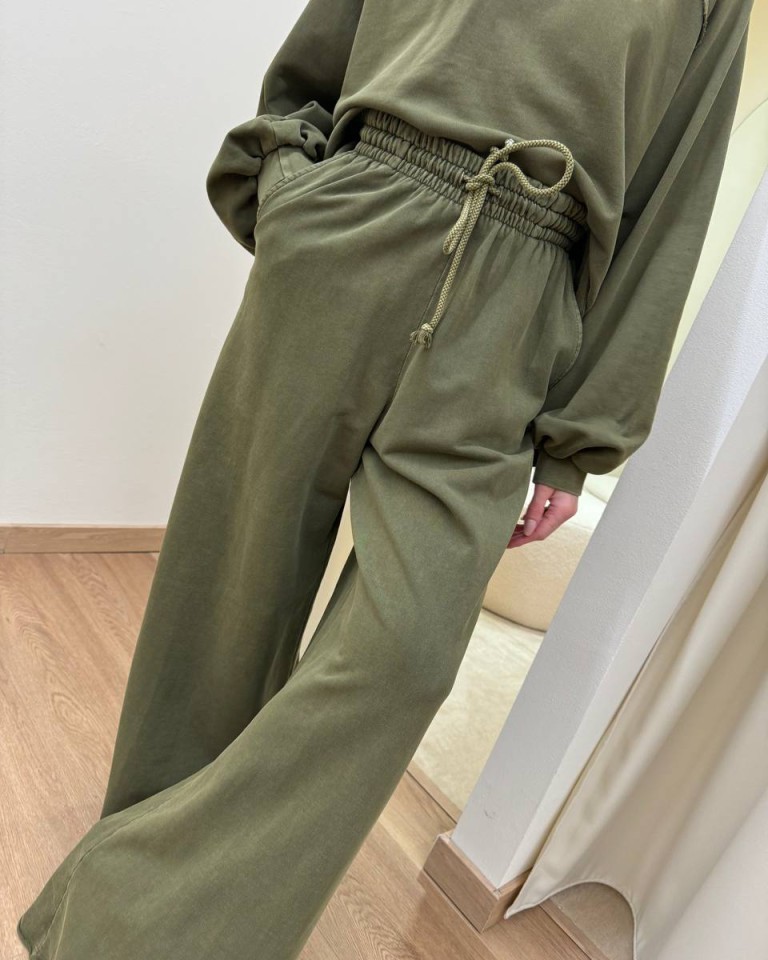 Pantalone in felpa palazzo olio HaveOne Shop Online Pantalone in felpa palazzo olio HaveOne