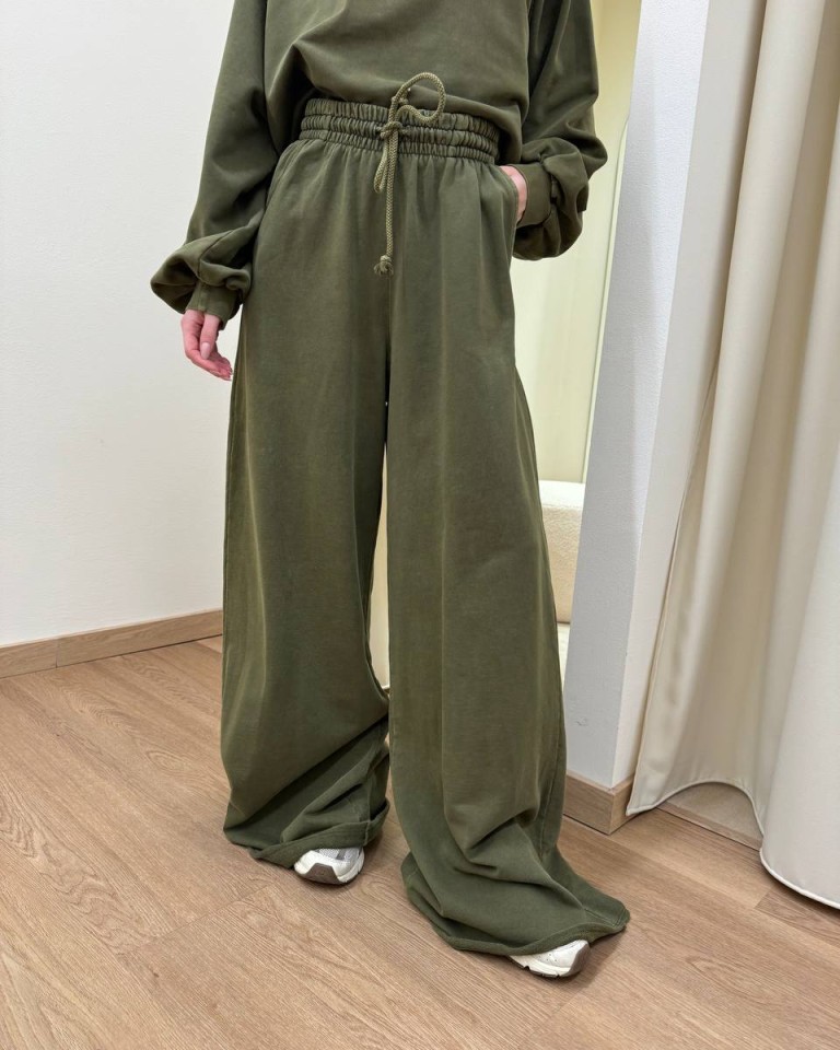 Pantalone in felpa palazzo olio HaveOne Shop Online Pantalone in felpa palazzo olio HaveOne