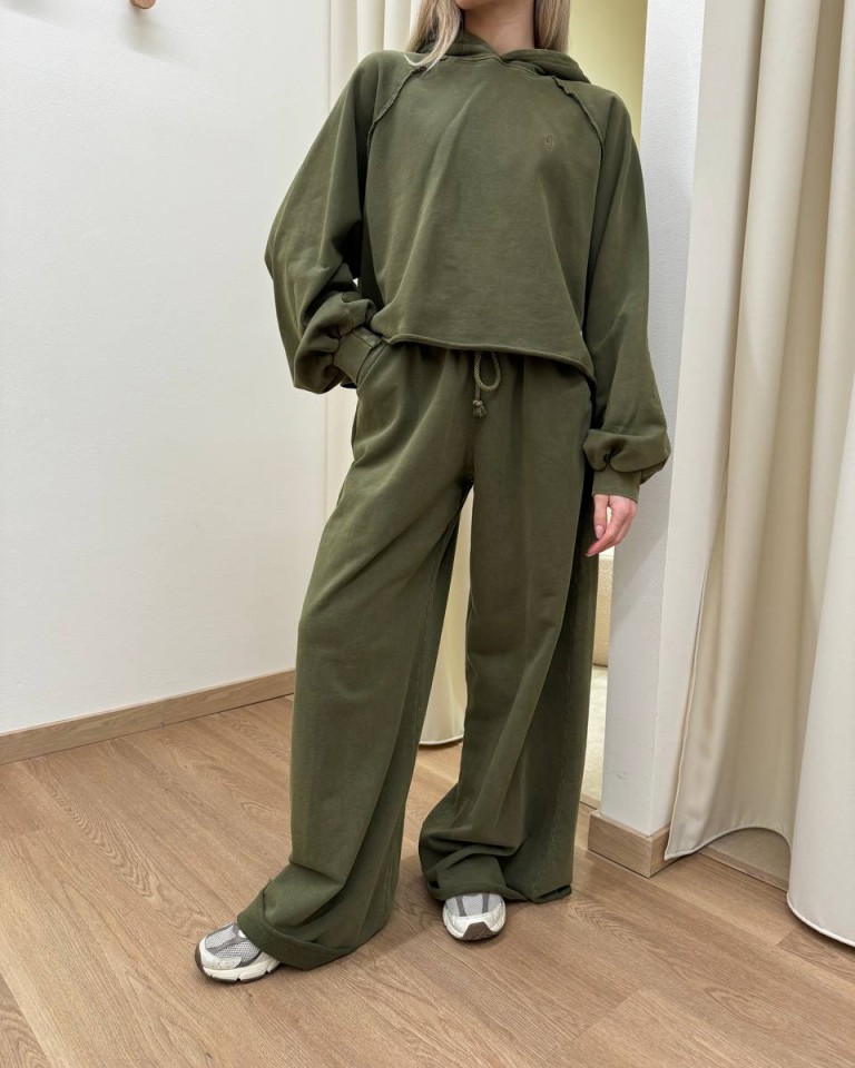 Pantalone in felpa palazzo olio HaveOne Shop Online Pantalone in felpa palazzo olio HaveOne